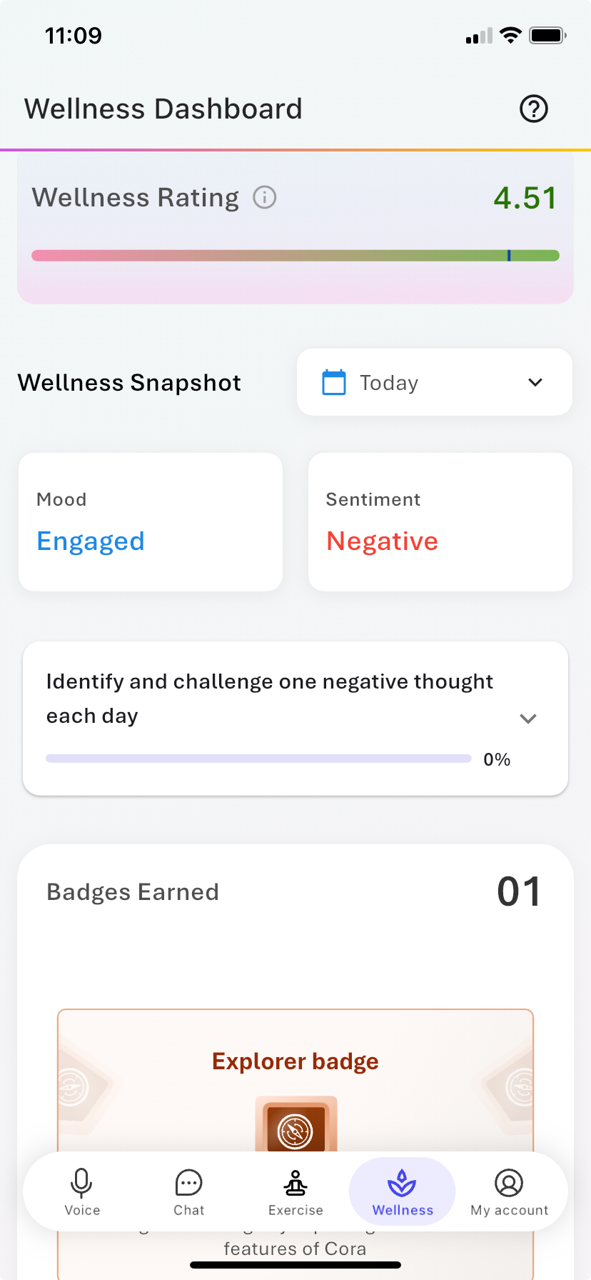 Cora monitors client's progress